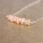 Pink Keishi Pearl Necklace Sterling Silver Chain..