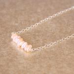 Pink Keishi Pearl Necklace Sterling Silver Chain..