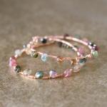 Whimsy--rose Gold Tourmaline Encrusted Hoop..