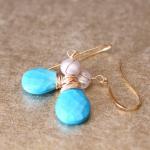 Sleeping Beauty Turquoise Earrings Wirewrapped..