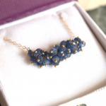 Blueberry--sapphire Cluster Gold Fill Necklace..