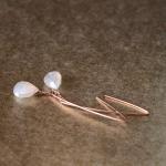 Pearl Chalcedony Rose Gold Earrings Long Marquise..