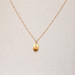 Leaf--pearl And Gold Petal Charm Necklace