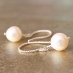 Round Pearl And Sterling Rope Earwire Earrings