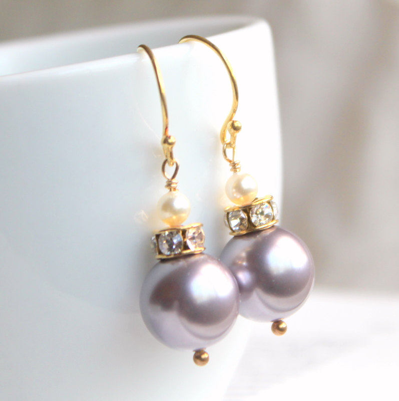 Bella Gold--swarovski Crystal Pearl Gold Fill Earrings--you Choose The Color