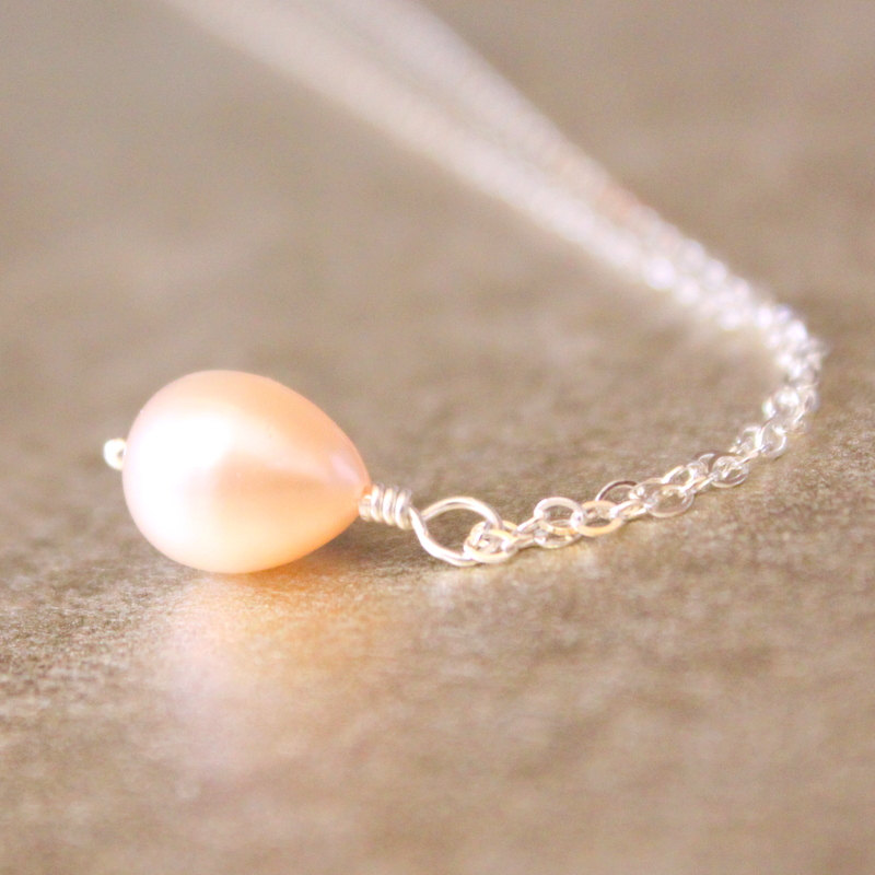 Reserved--pink Pearl Necklace Sterling Silver Wirewrapped Freshwater Cultured Bridesmaid Bridal June Birthstone Gift